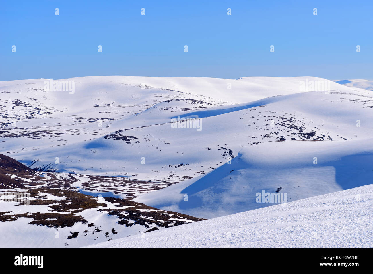 View across from Cairngorm Mountain Ski Centre, Aviemore, Scottish Highlands, UK Stock Photo