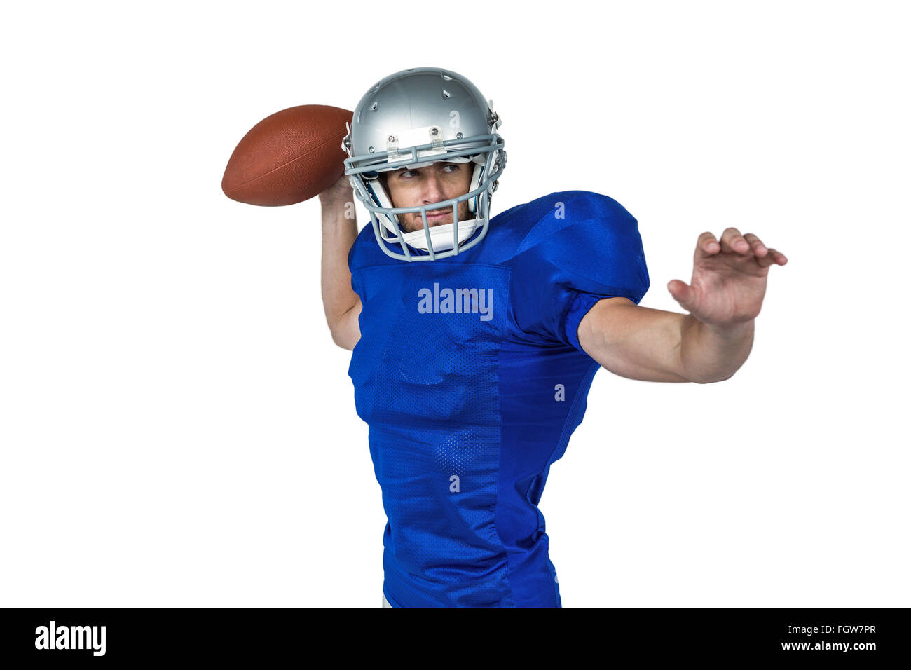 American football player throwing ball Stock Photo - Alamy