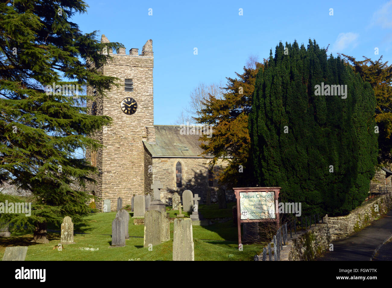 Jesus Church Troutbeck in Winter Sunshine,Lake District National Park