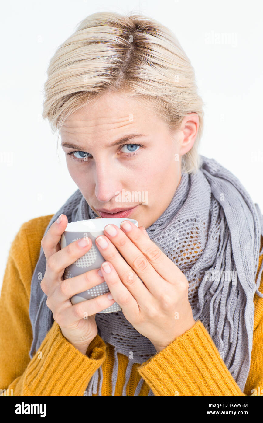 Close up of woman drinking from a cup Stock Photo
