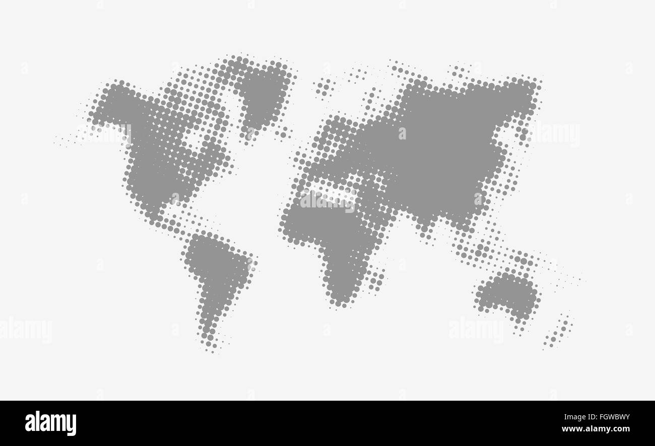 Grey halftone political world map Illustration. Stock Vector