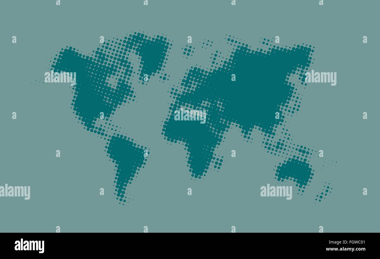 Blue halftone political world map Illustration. Stock Vector