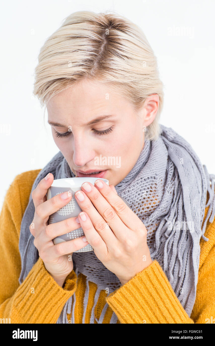 Close up of woman drinking from a cup Stock Photo