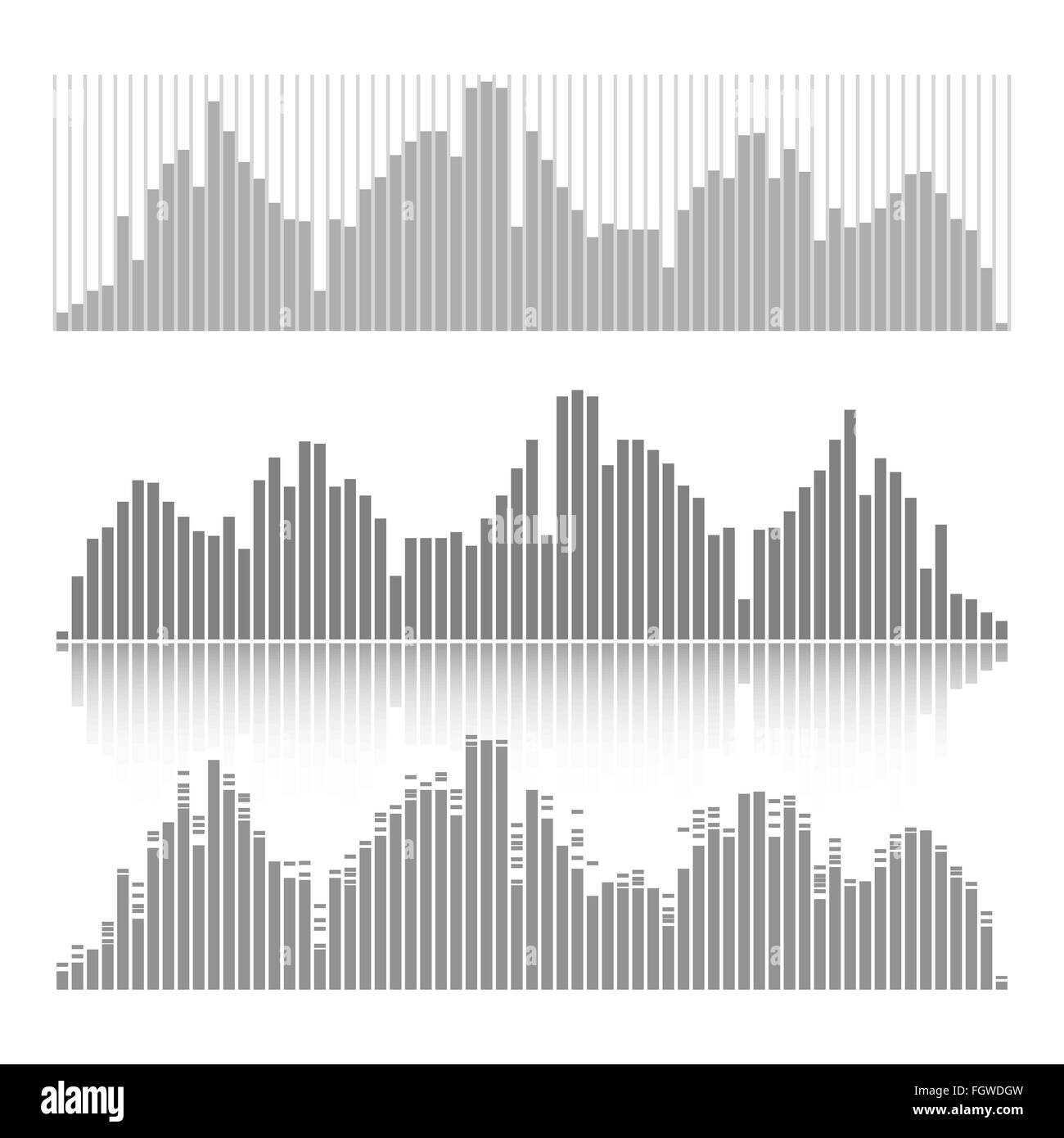Set of graphic equalizers on a white background Stock Vector Image