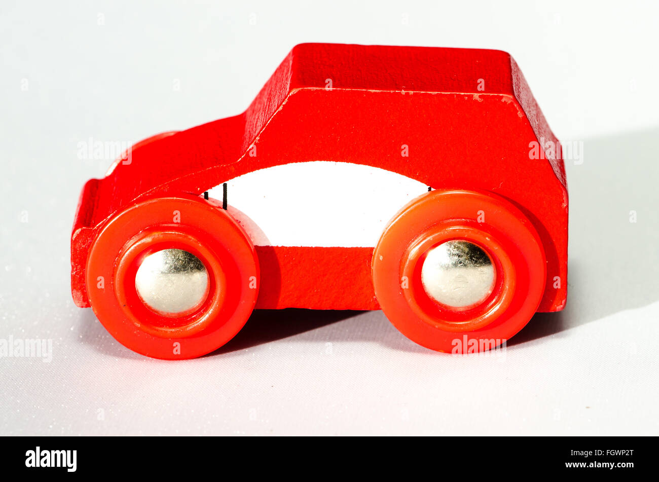 wooden red car image isolated Stock Photo