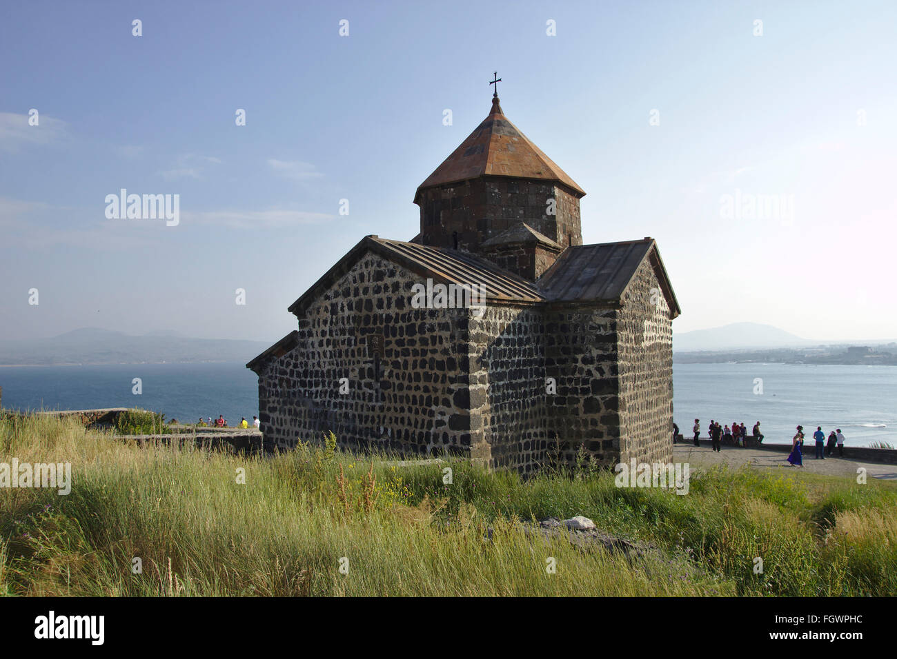 Sevanavank monastery (Surb Astvatsatsin church) on Lake Sevan, Armenia Stock Photo