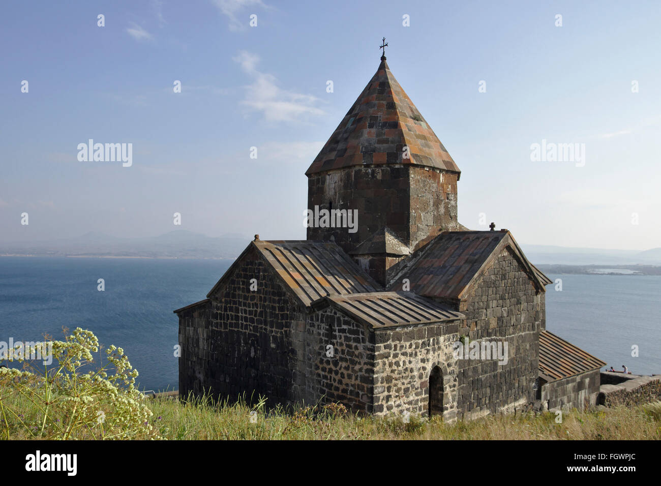 Sevanavank monastery (Surb Arakelots Church) on Lake Sevan, Armenia Stock Photo