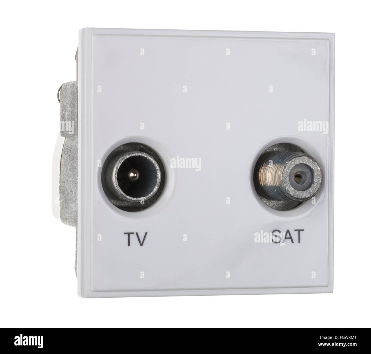 TV and Satellite wall socket. Stock Photo