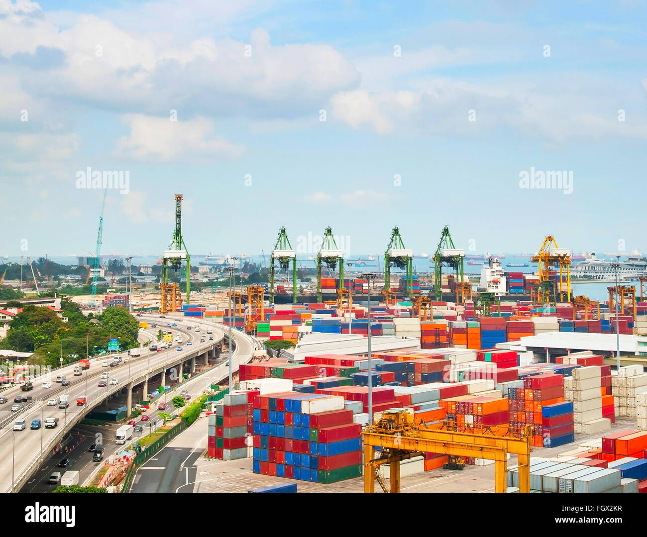 View of Singapore shipping port with many containers Stock Photo Alamy