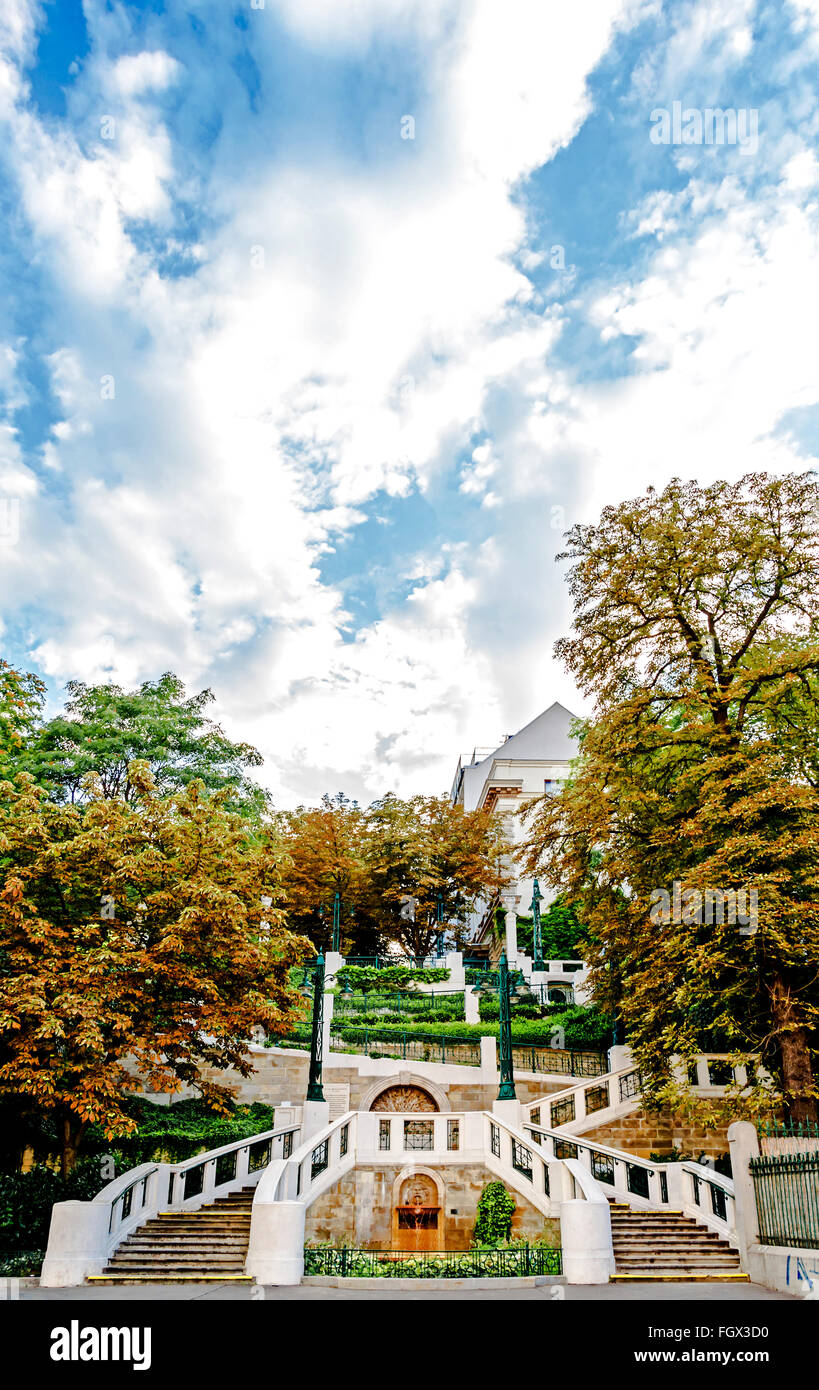 Strudlhofstiege in Wien, Alsergrund, Motiv des Romans von Heimito von Doderer; staircase in Vienna, background of an novel Stock Photo