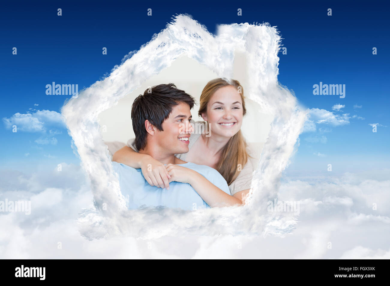 Composite image of close up of a young couple posing Stock Photo - Alamy