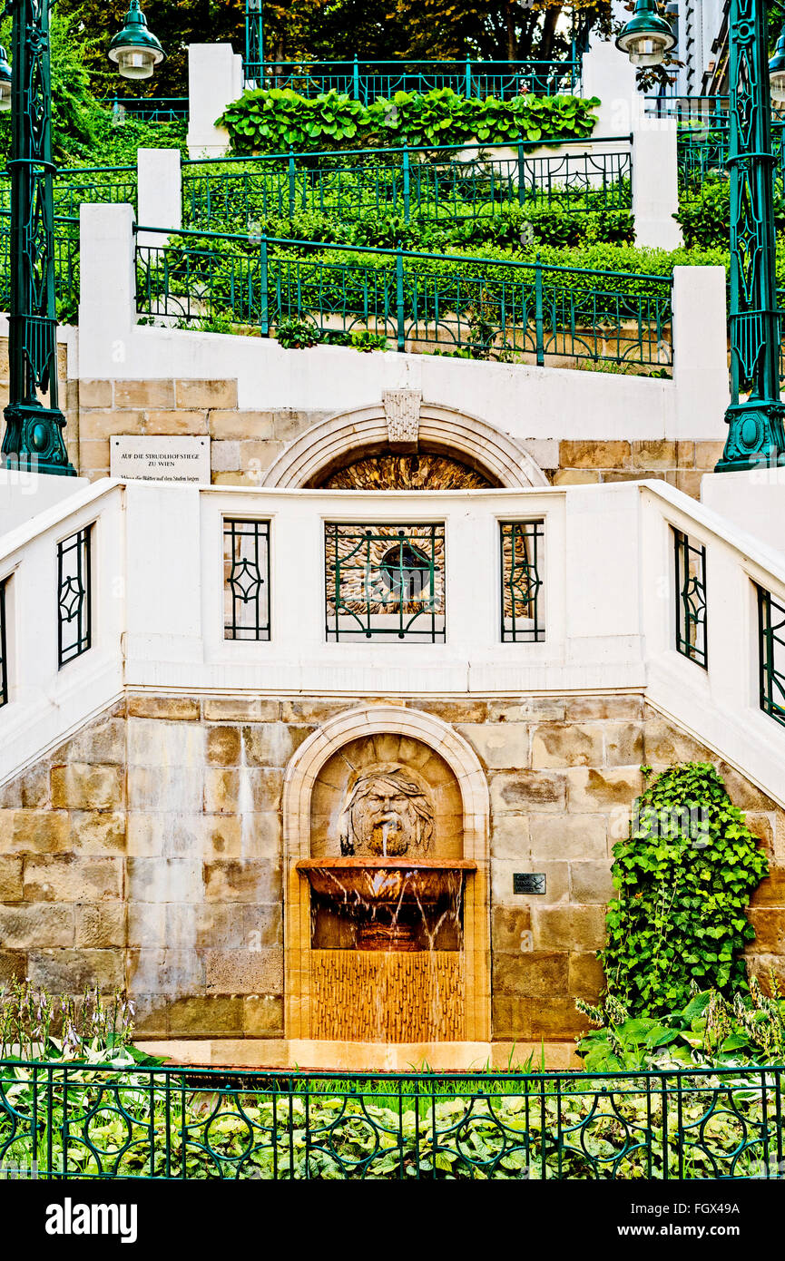 Strudlhofstiege in Wien, Alsergrund, Motiv des Romans von Heimito von Doderer; staircase in Vienna, background of an novel Stock Photo