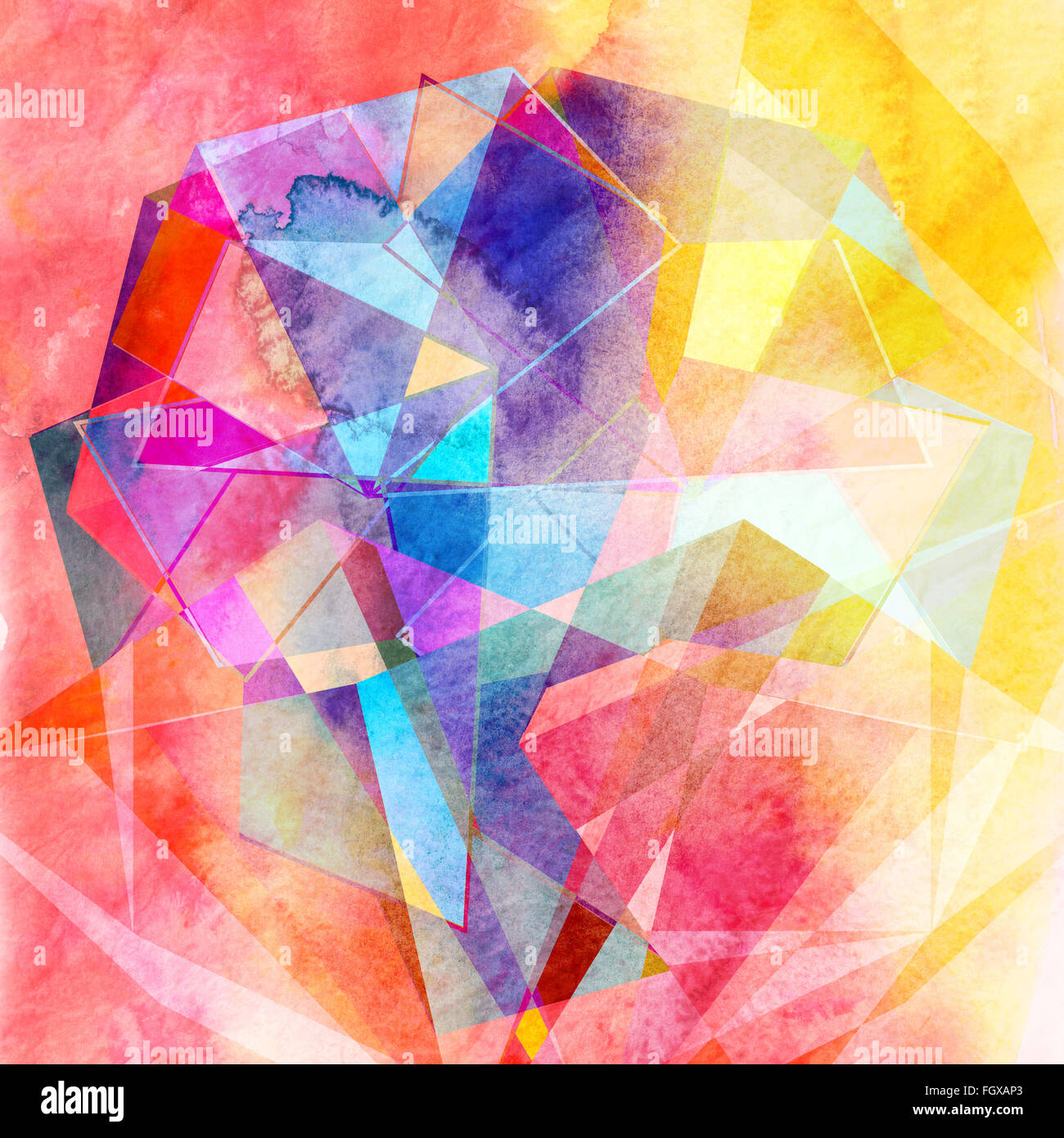 Abstract colorful watercolor background with different geometric ...