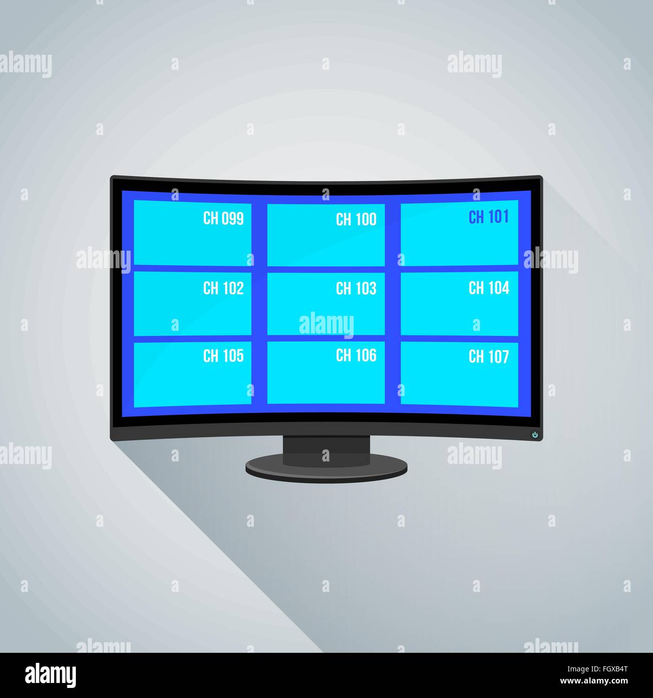 vector color flat design satellite tv channels curved screen tv