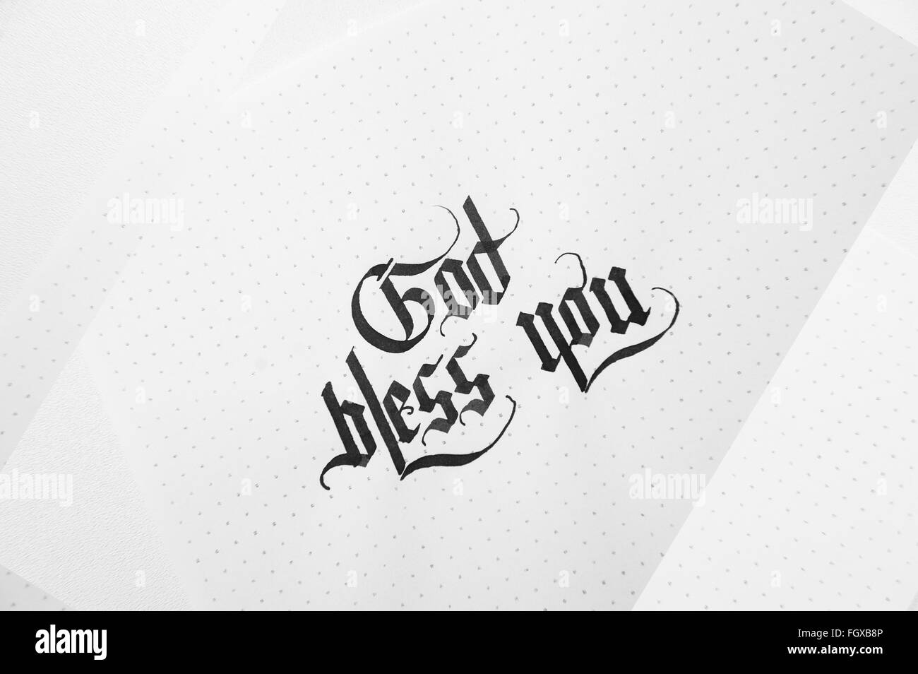 Text god bless you on the paper note texture Stock Photo