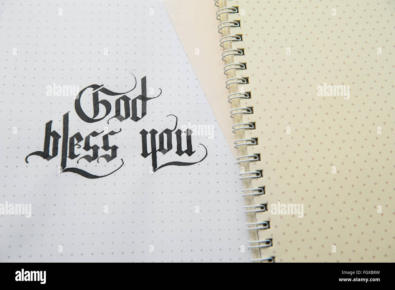 Text god bless you on the paper note texture Stock Photo