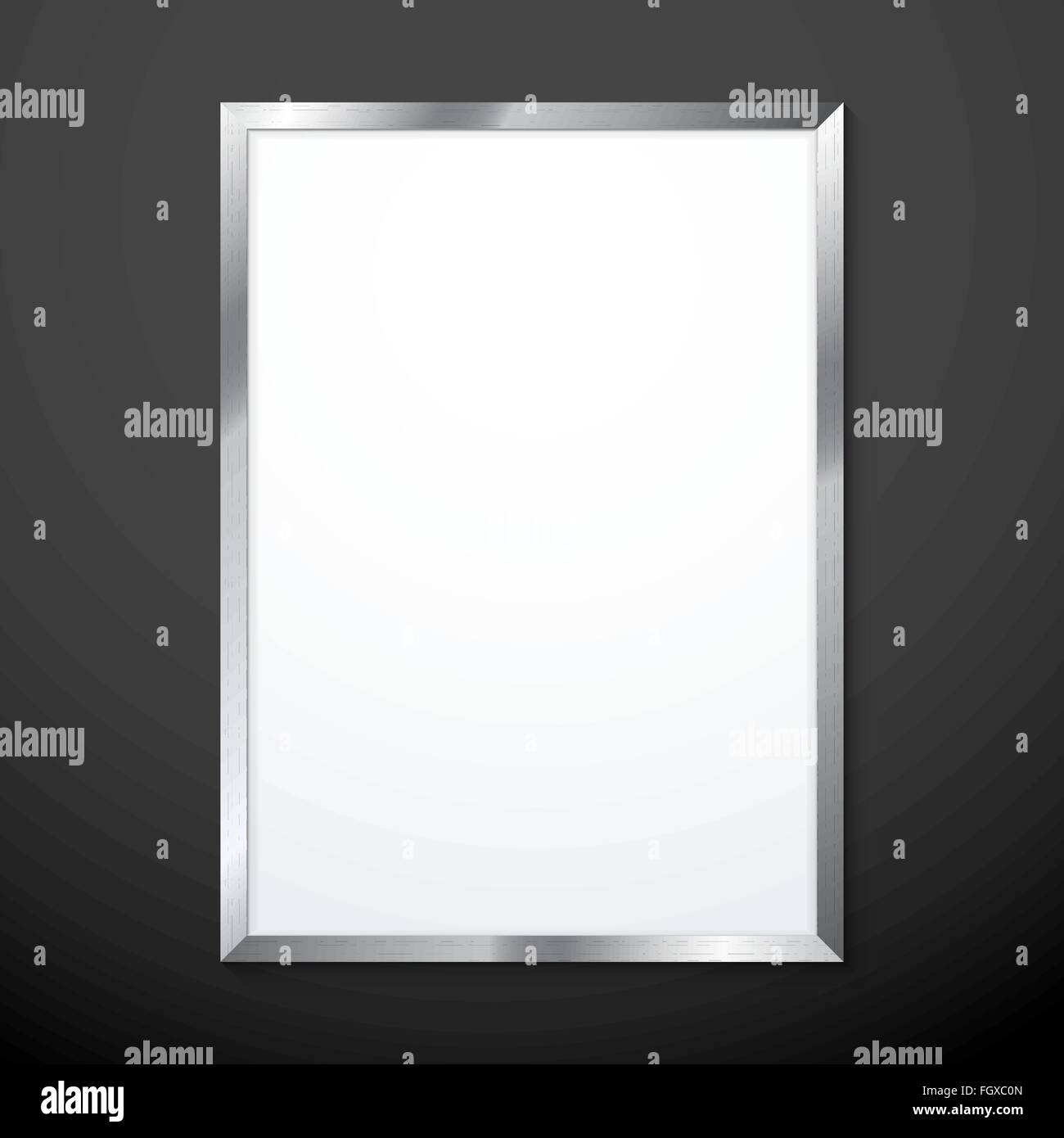 vector flat design vertical metal textured empty frame mock up shadow ...