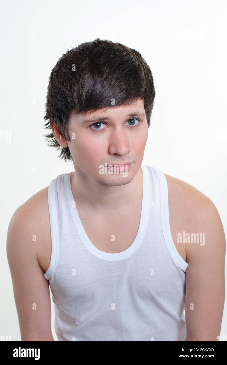 Handsome young man in a casual style clothing on white background Stock Photo