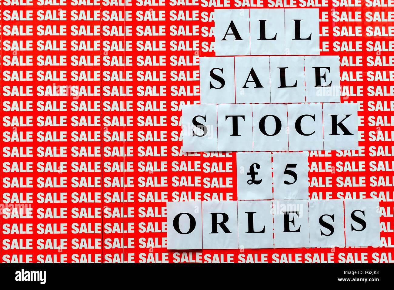 Sale signs on shop window, Glasgow, Scotland, UK Stock Photo Alamy