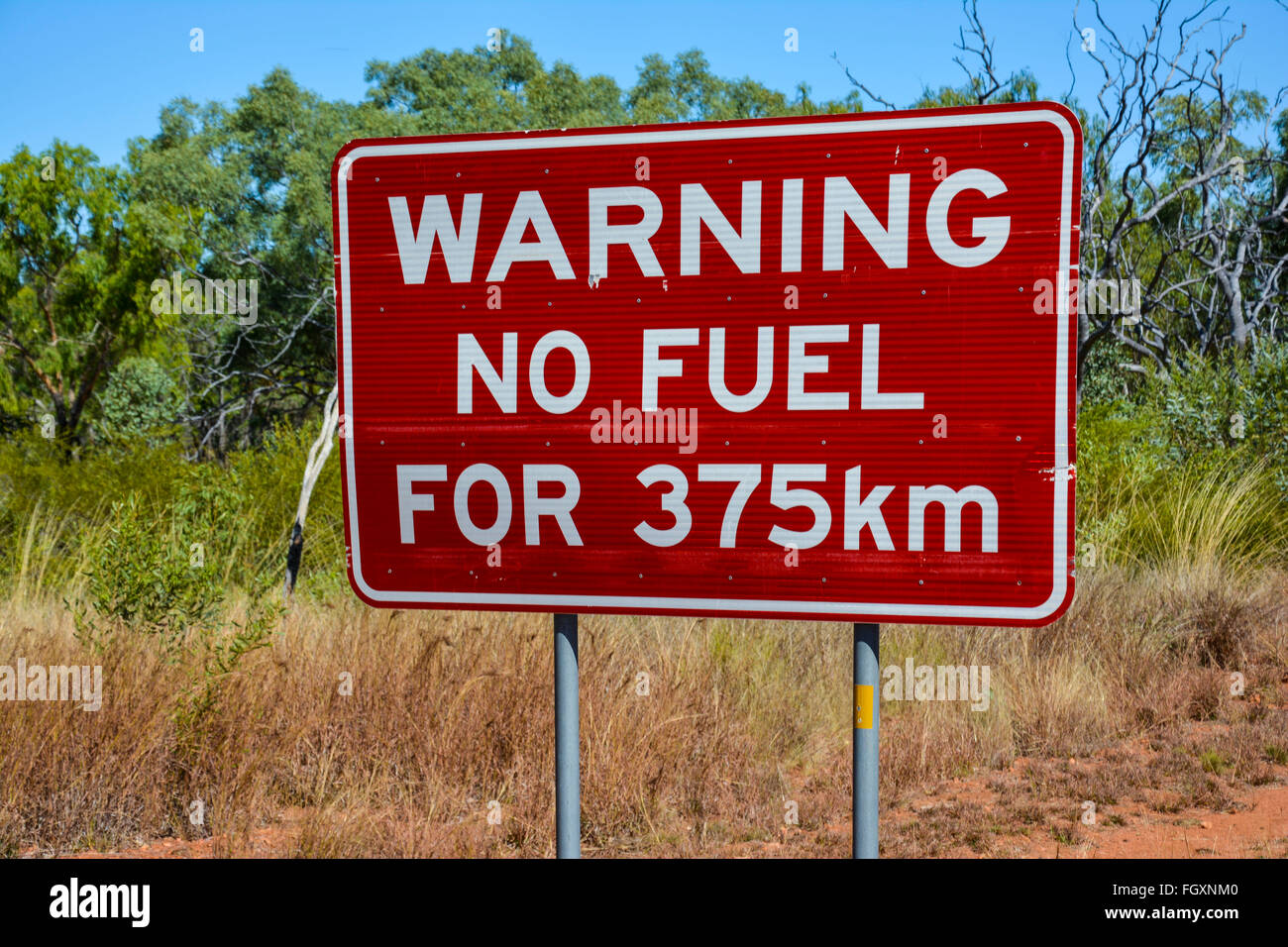 No fuel warning sign in the outback of Australia Stock Photo Alamy