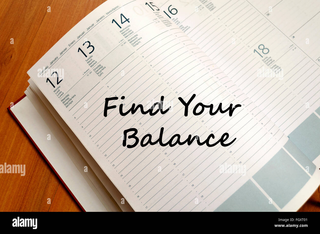 Find your balance text concept write on notebook Stock Photo Alamy