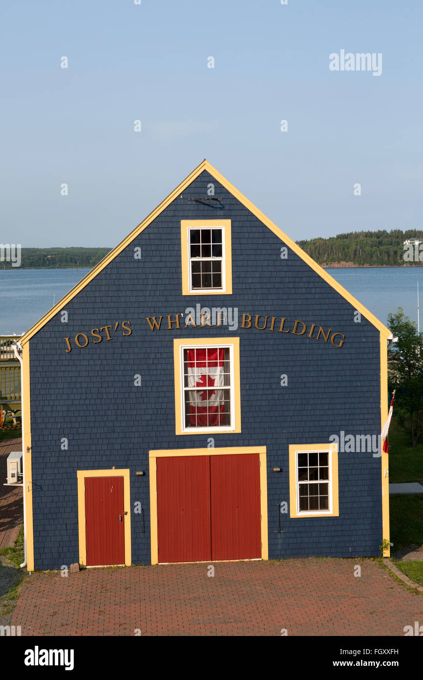 Jost's Wharf Building at Guysborough in Nova Scotia, Canada Stock Photo