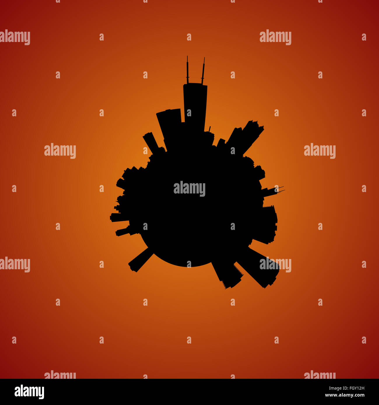 Chicago city skyline illustration hi-res stock photography and images ...