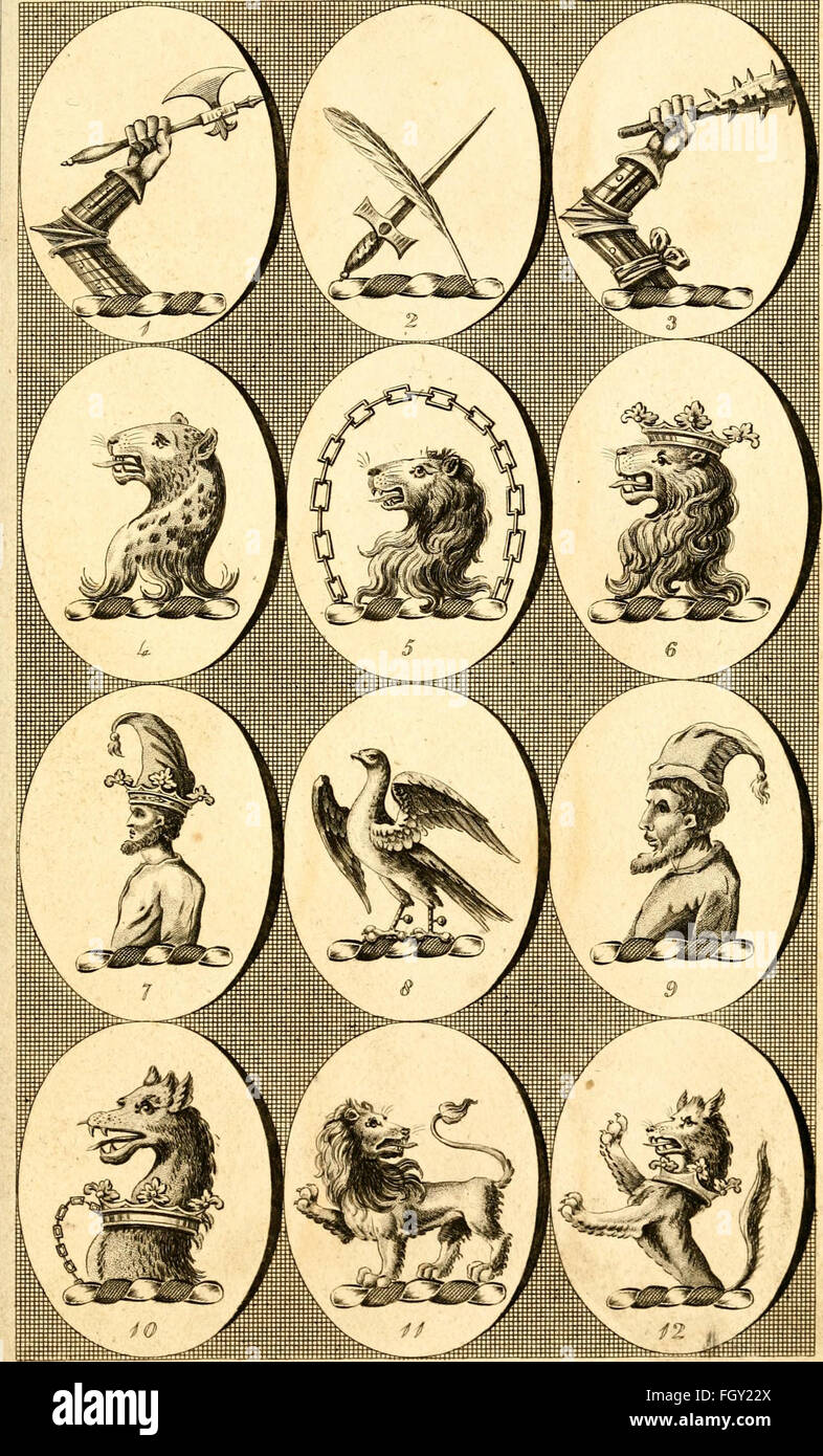 British crests - containing the crests and mottos of the families of Great Britain and Ireland; together with those of the principal cities; and a glossary of heraldic terms (1817) Stock Photo
