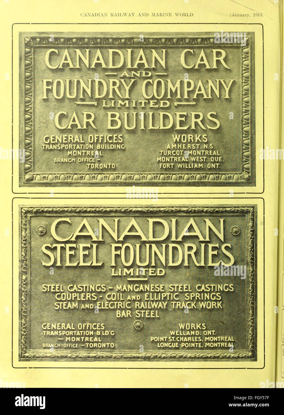 Canadian transportation and distribution management (1913 Stock Photo