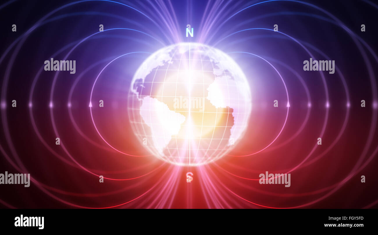 Abstract Earth with magnetic fields Stock Photo