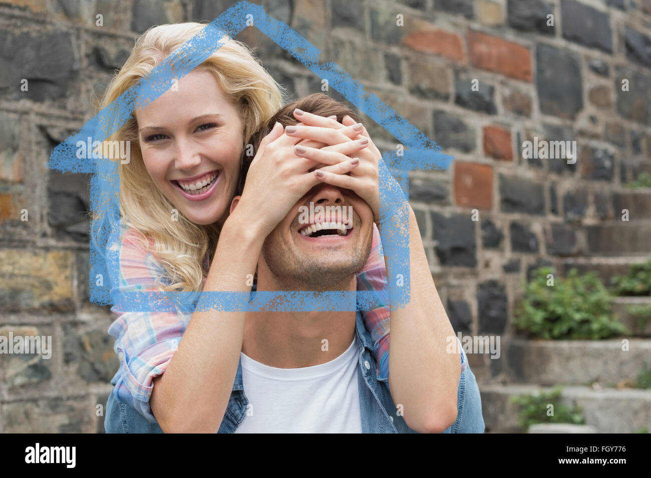 Composite image of hip young couple having fun Stock Photo - Alamy
