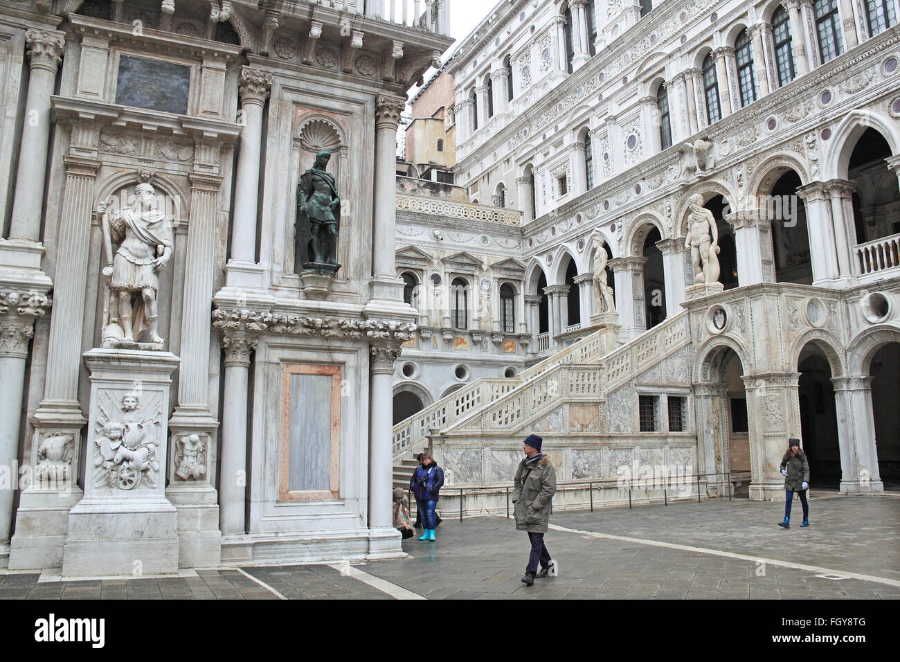 Arco Foscari and Scala dei Giganti, Doge's Palace, Piazza San Marco, Venice, Veneto, Italy, Adriatic Sea, Europe Stock Photo