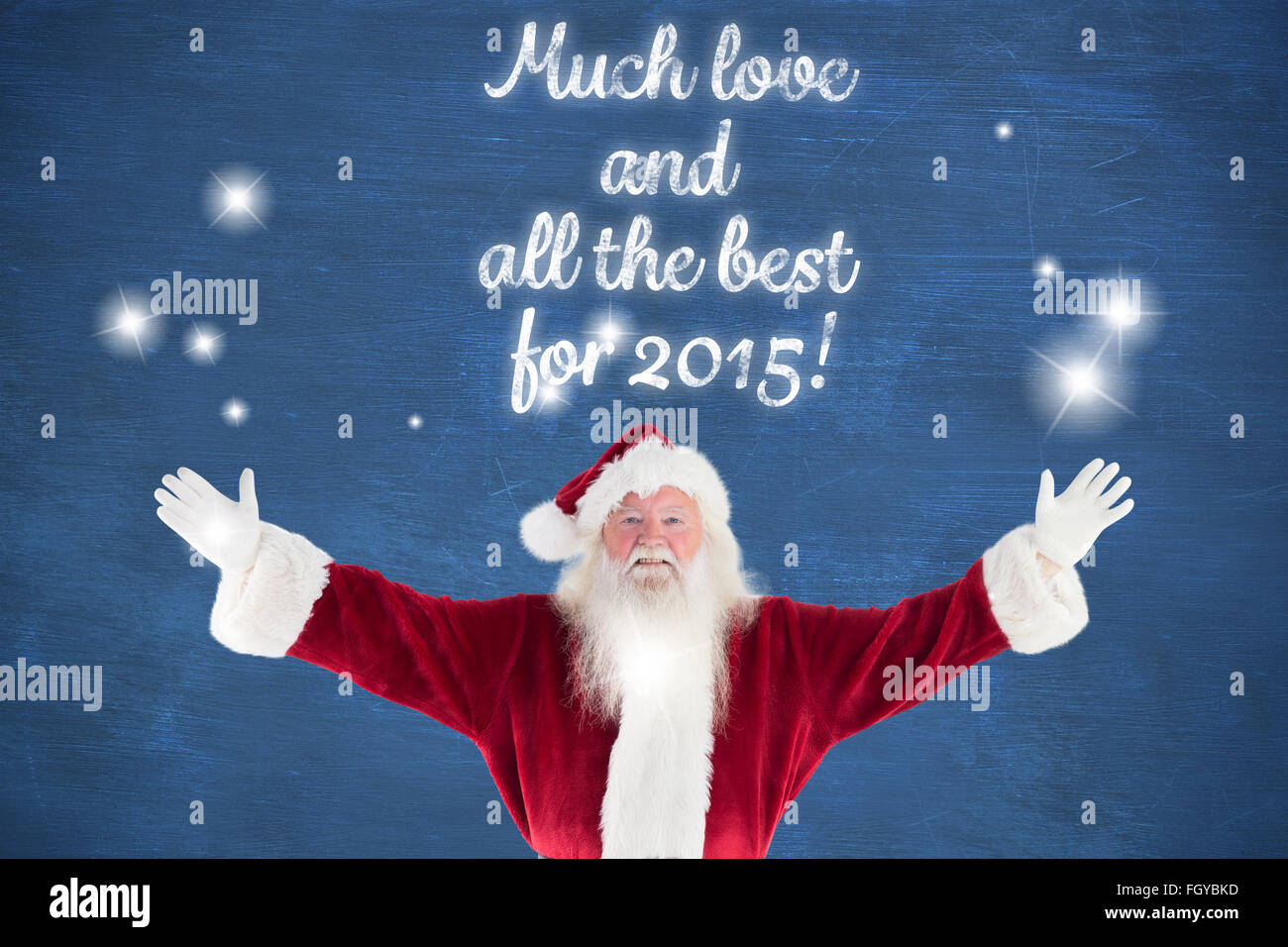 Jolly santa opens his arms to camera Stock Photo - Alamy