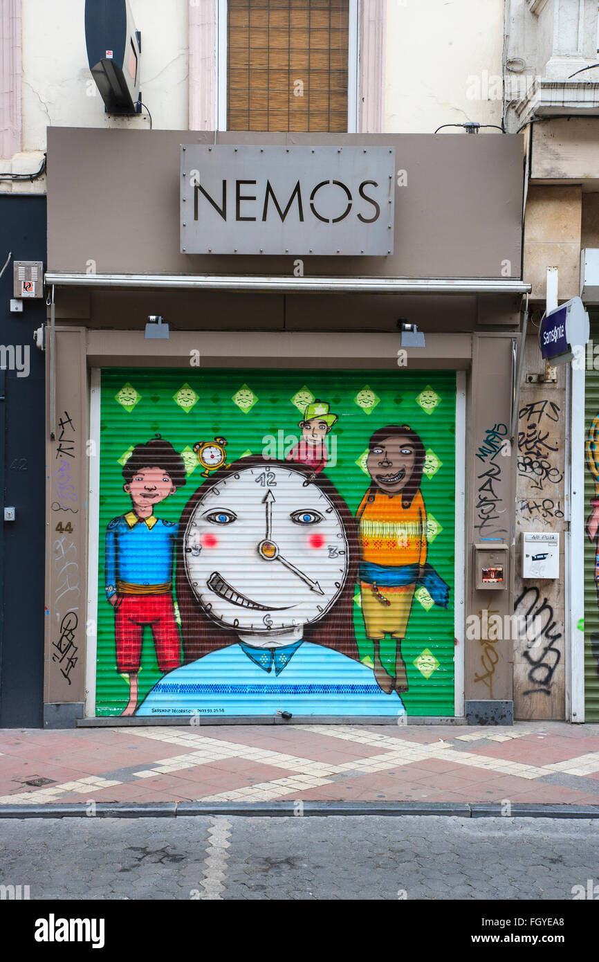 Shop front graffiti painting decoration shutters french belgian street