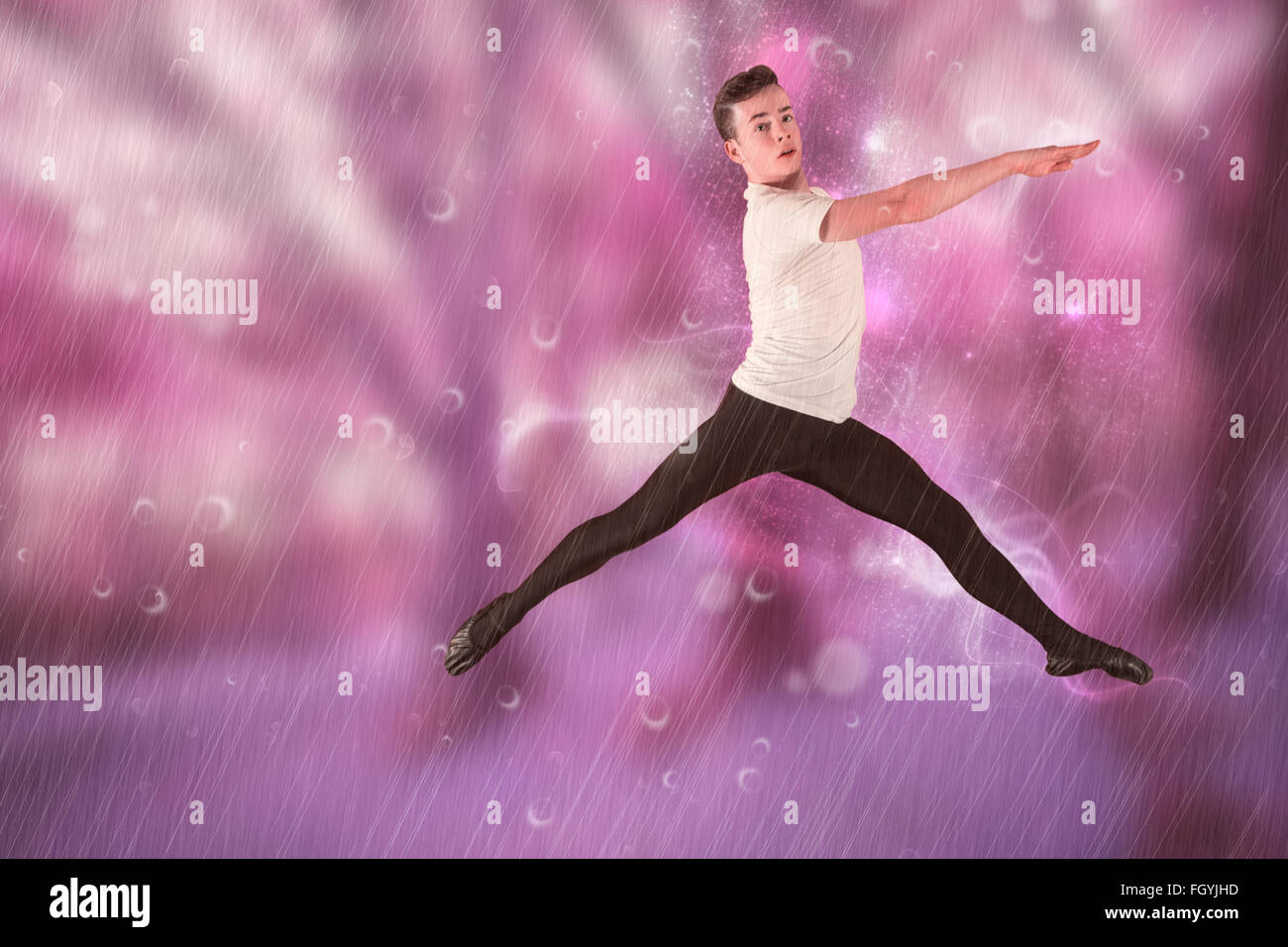 Composite image of male ballet dancer jumping Stock Photo Alamy