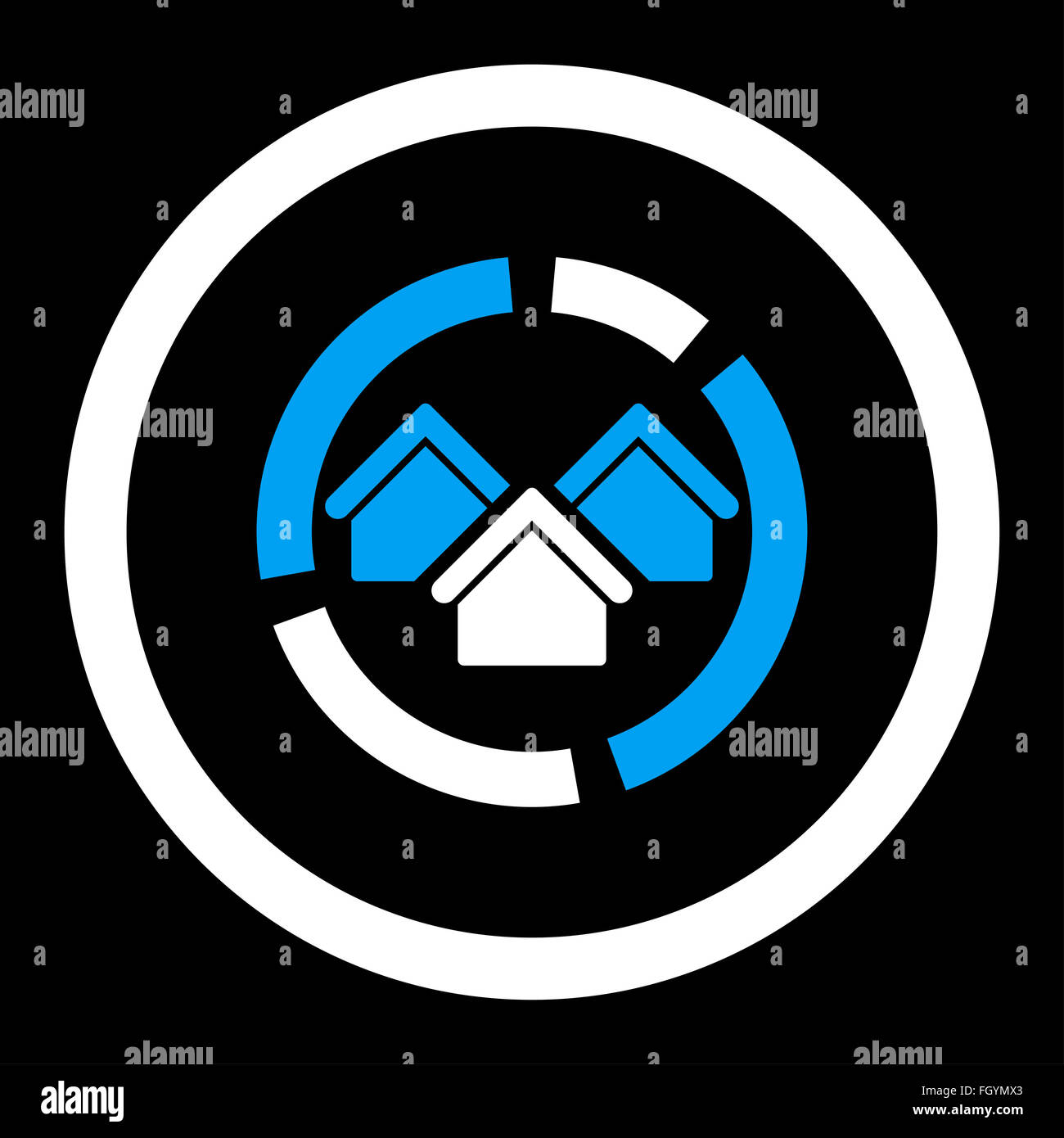 Realty diagram flat blue and white colors rounded vector icon Stock ...