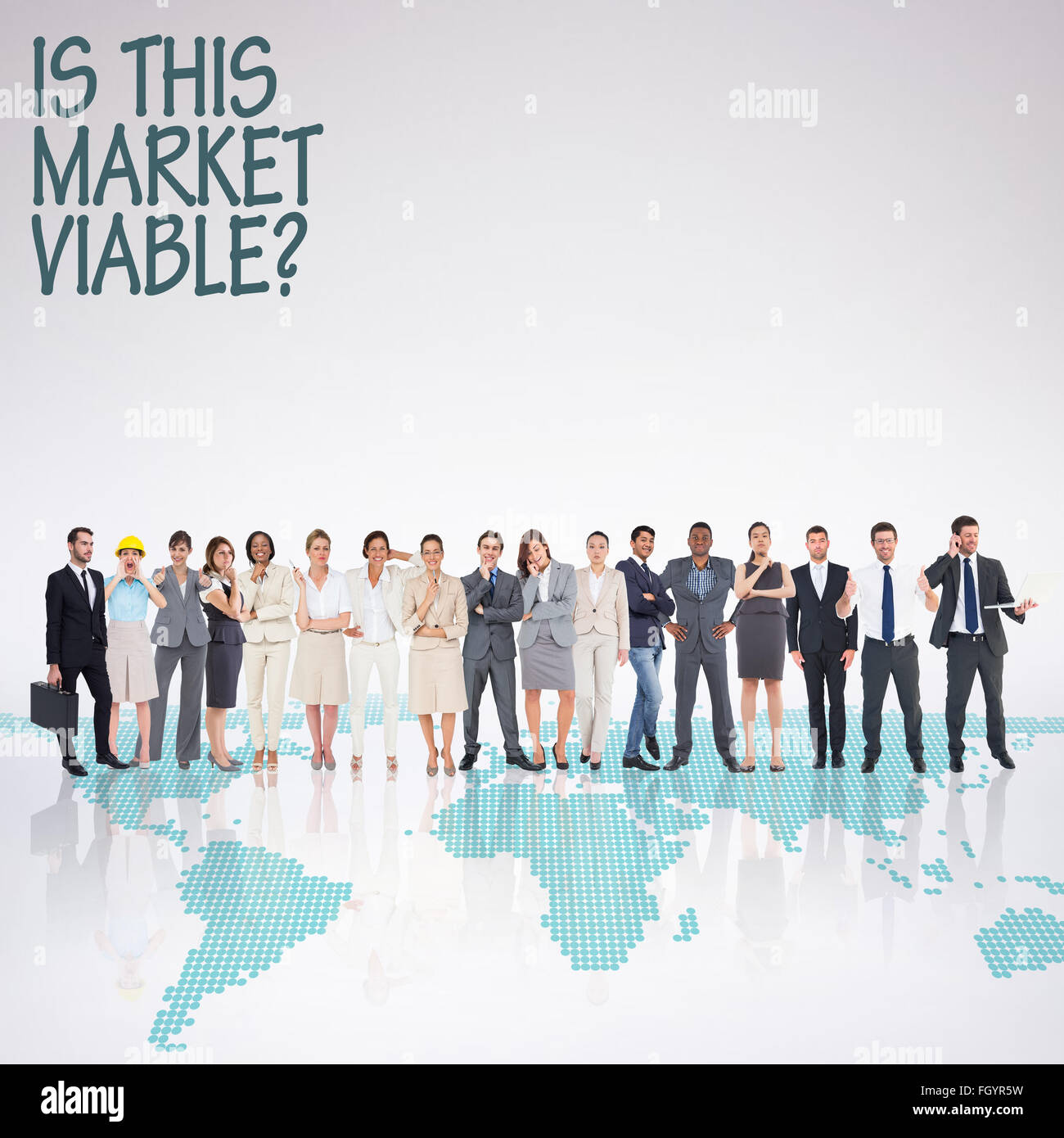 Composite image of multiethnic business people standing side by side ...