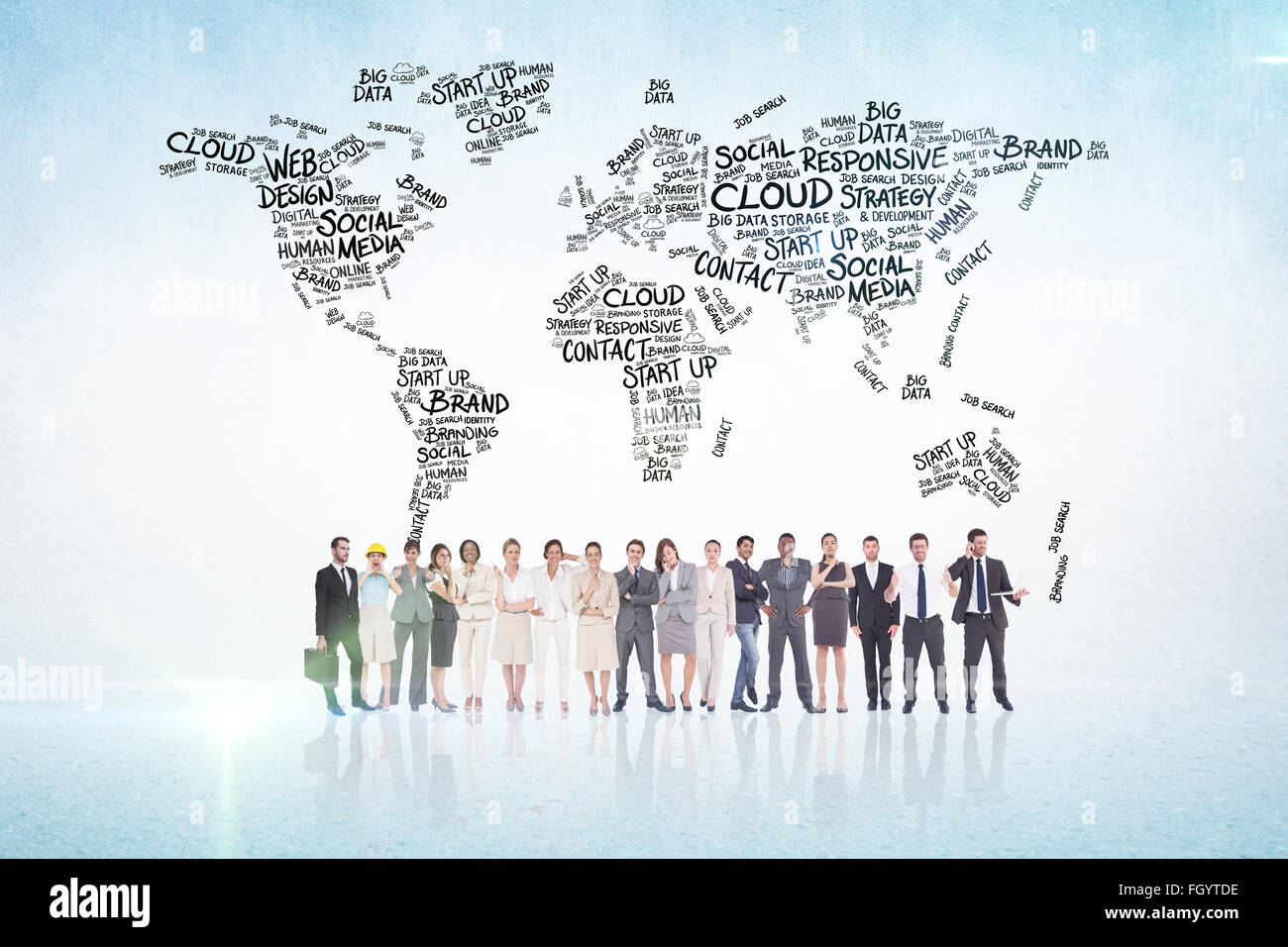 Composite image of multiethnic business people standing side by side ...