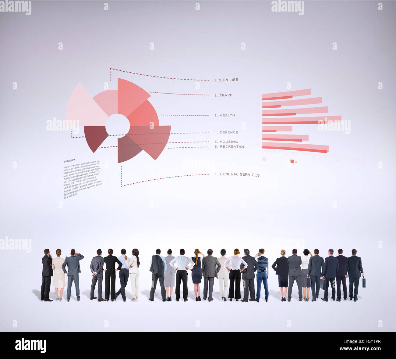 Composite image of rear view of multiethnic business people standing ...