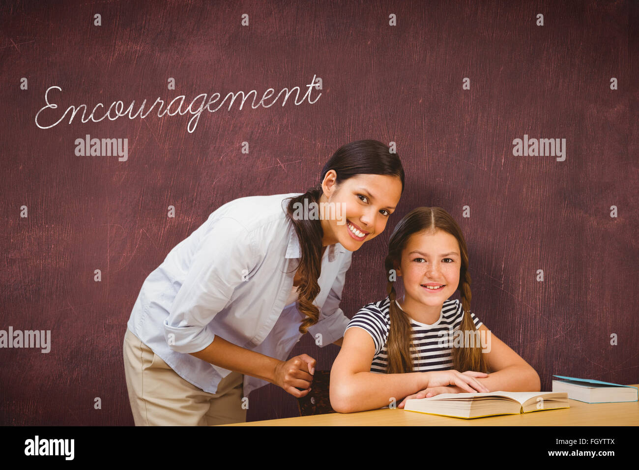 Encouragement against desk Stock Photo