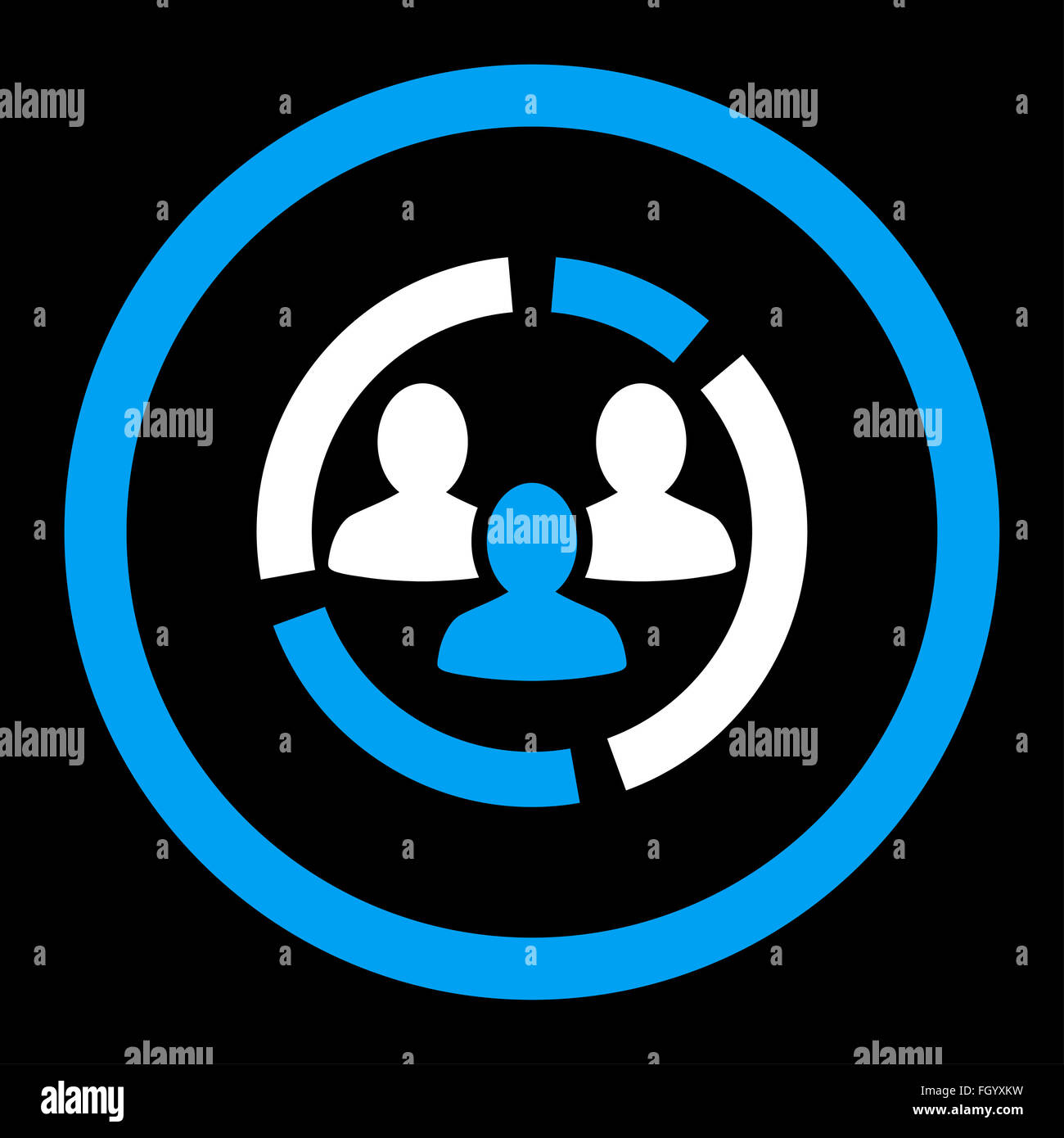 Demography diagram flat blue and white colors rounded vector icon Stock ...