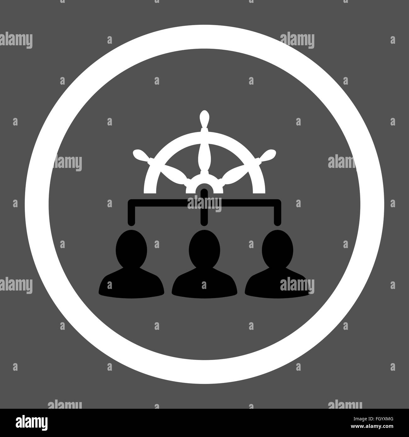 Management flat black and white colors rounded vector icon Stock Photo