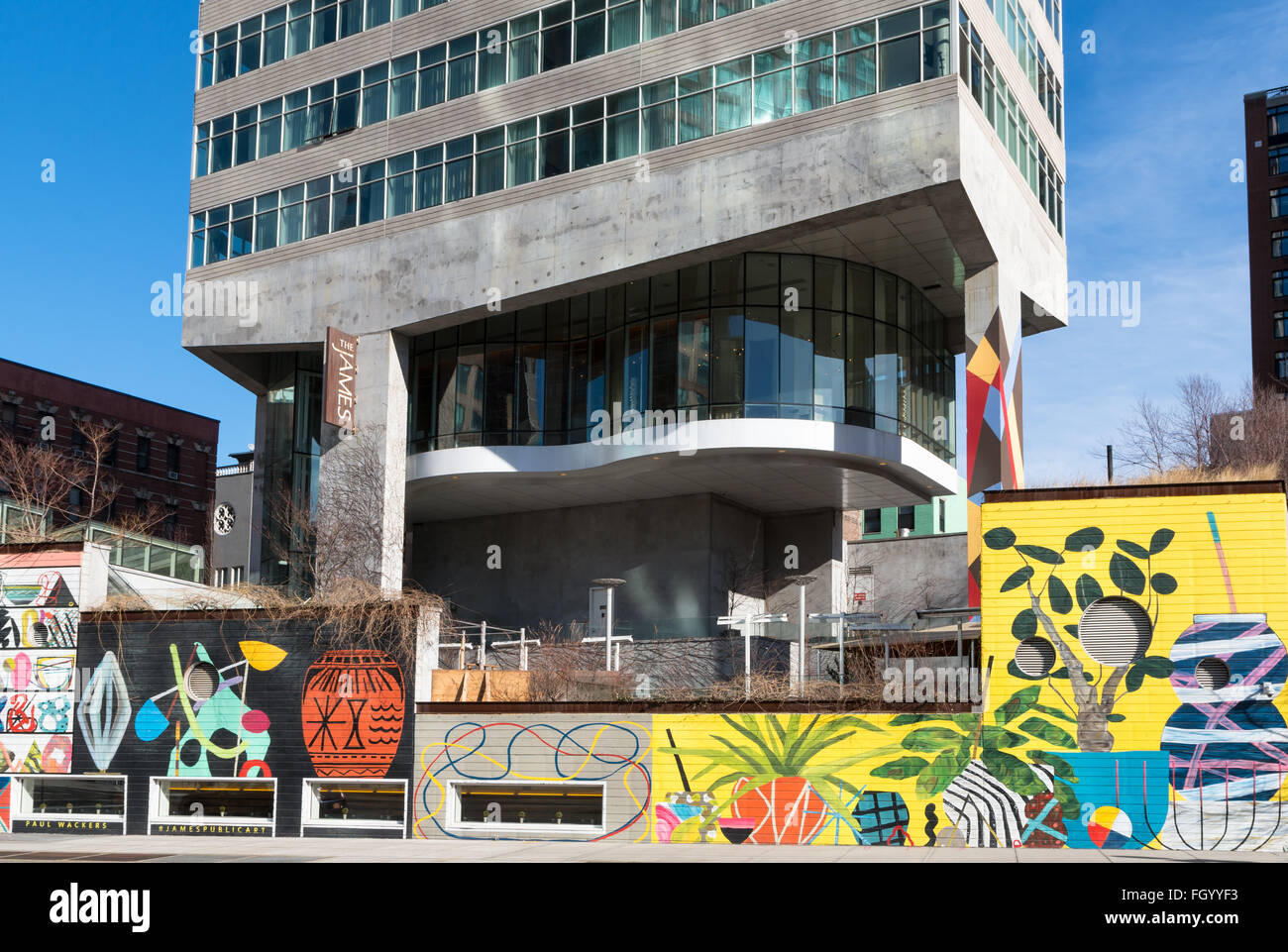 The James Hotel in Soho, New York, with brightly coloured wall murals