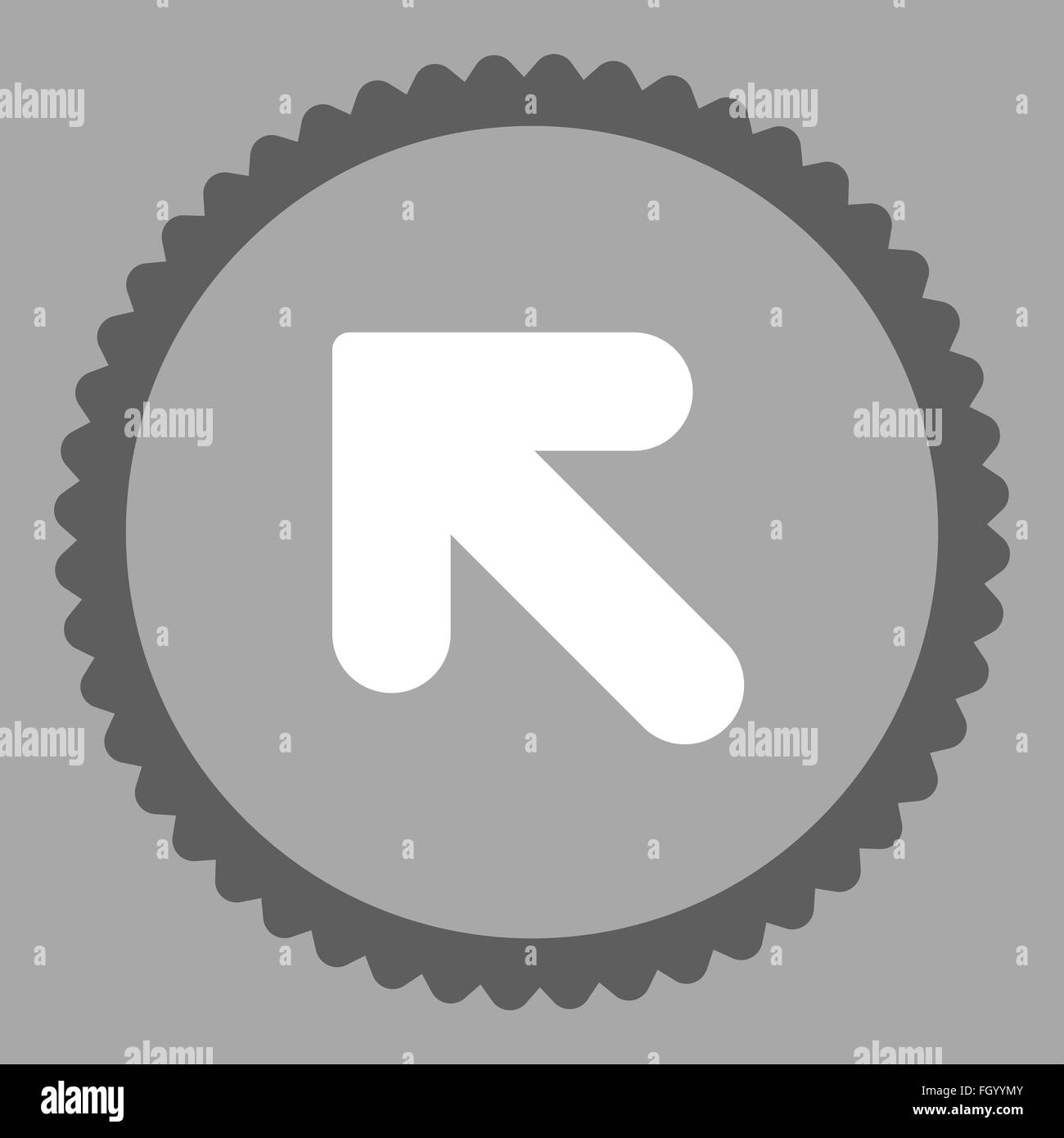 Arrow Up Left flat dark gray and white colors round stamp icon Stock ...