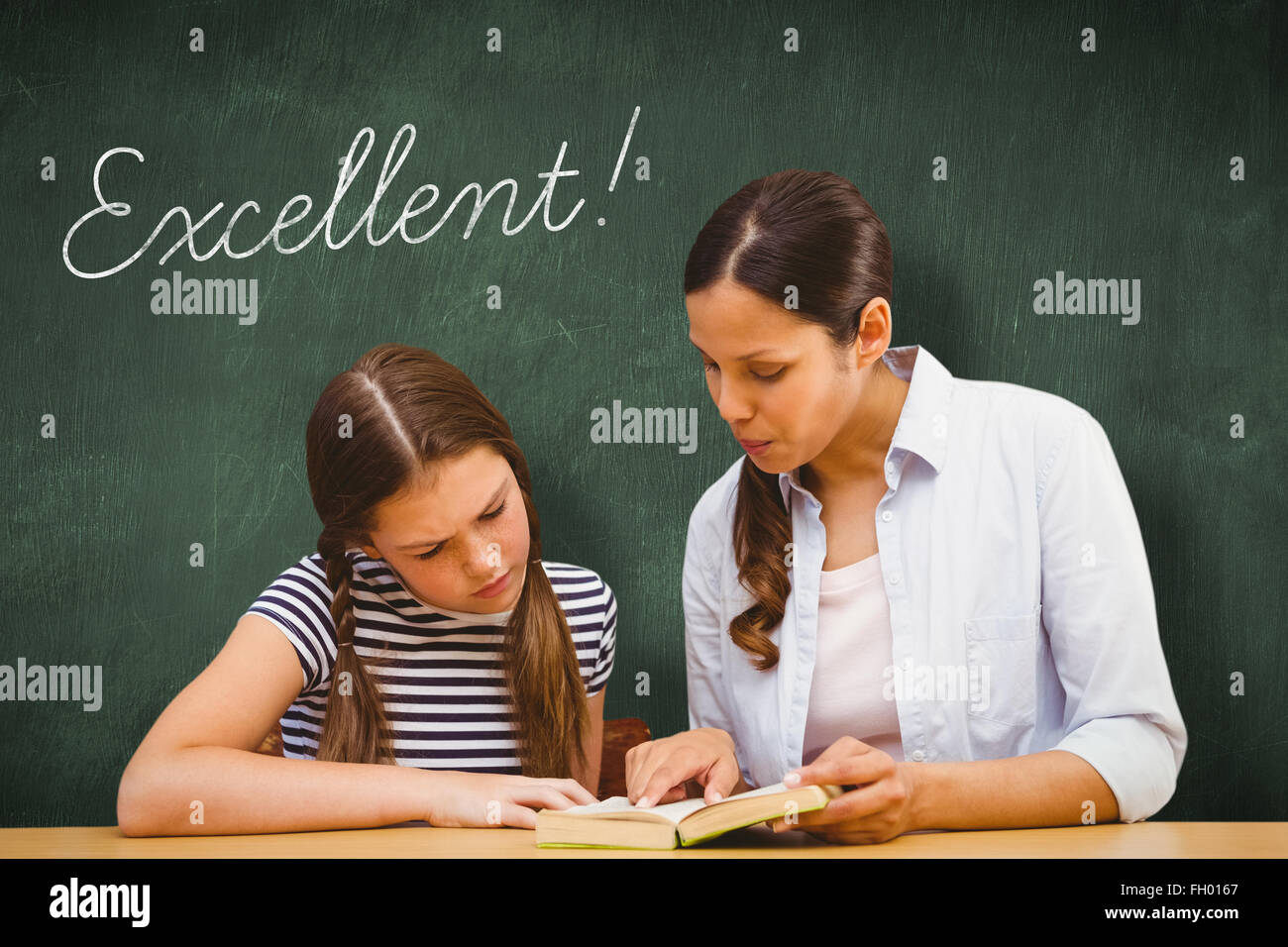 Excellent! against green chalkboard Stock Photo