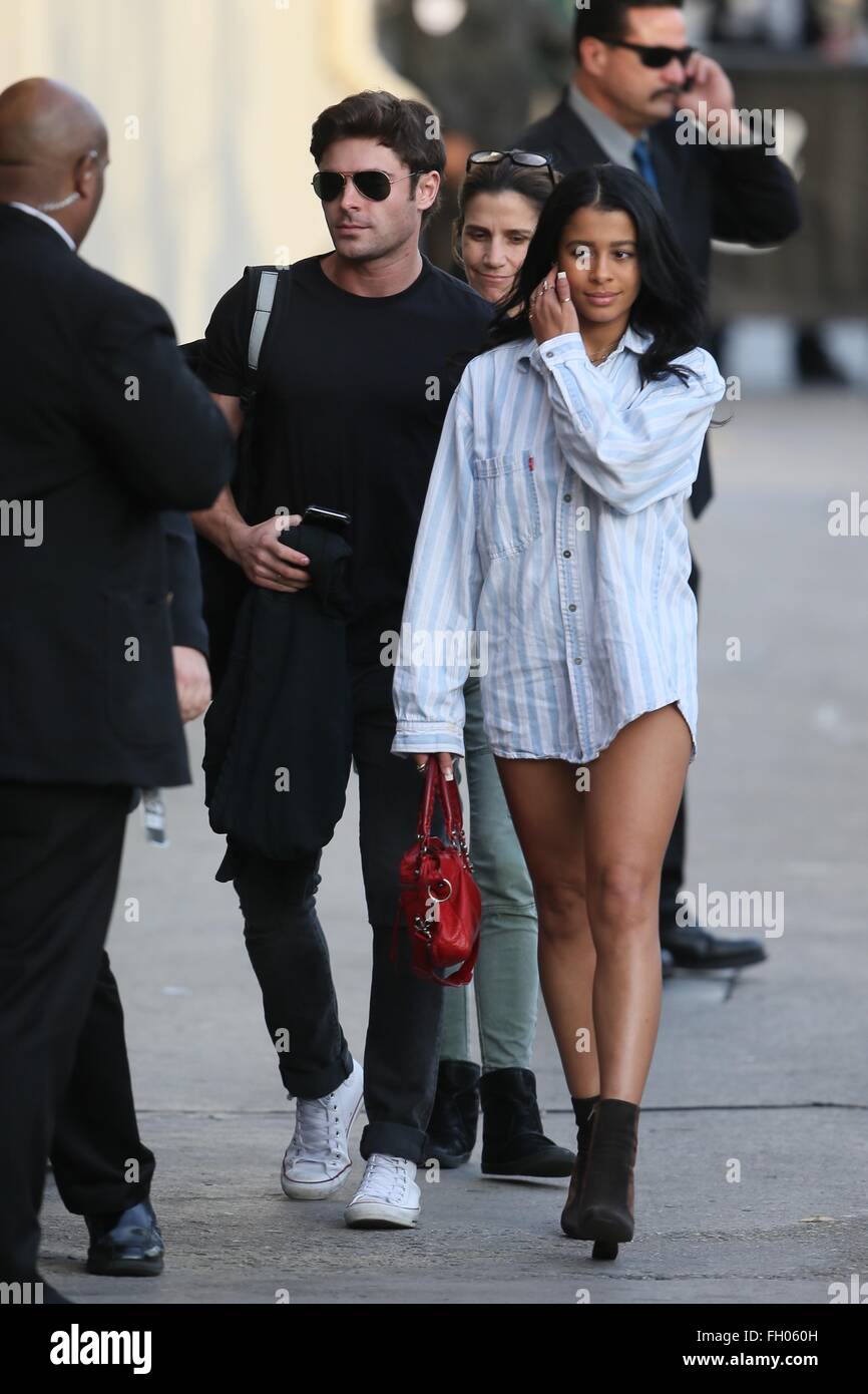 Zac Efron seen arriving with Sami Miro at the ABC studios for