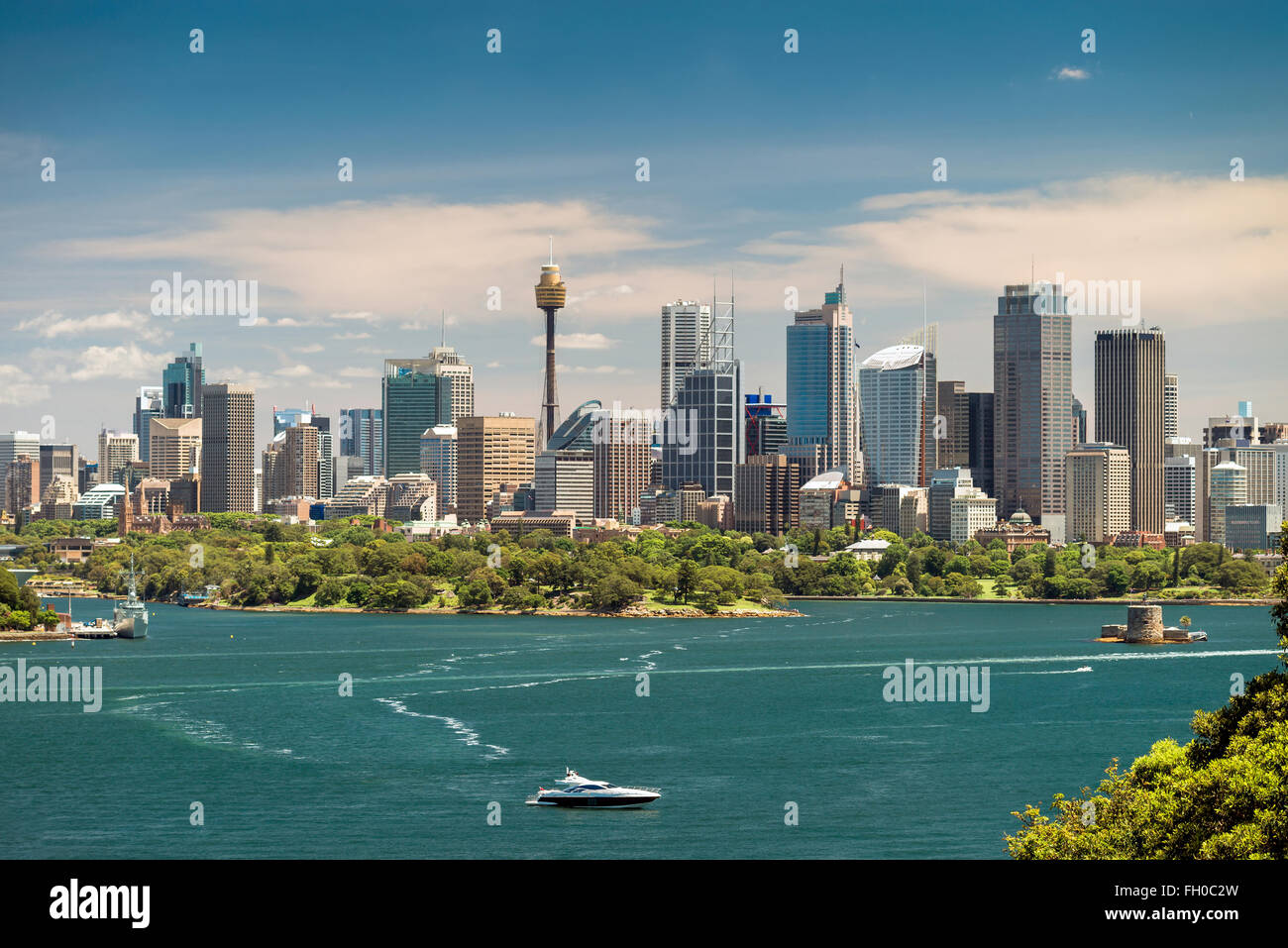 Dramatic view at Sydney city urban skyline from Western Plains with ...