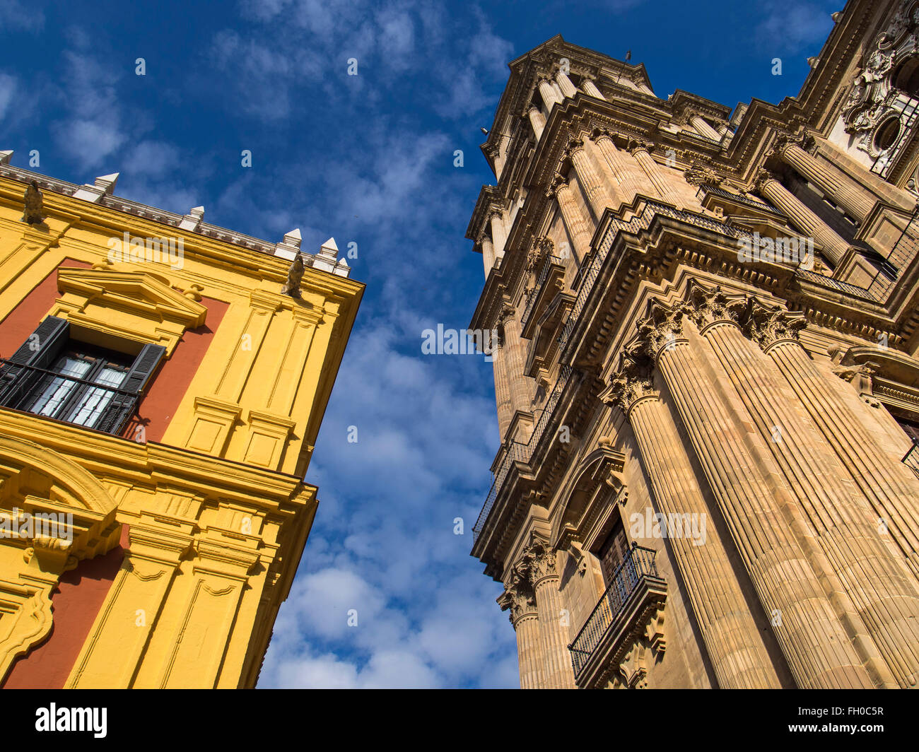 Episcopal Bishop Palace and Cathedral, Malaga city Costa del Sol. Andalusia southern Spain Stock Photo