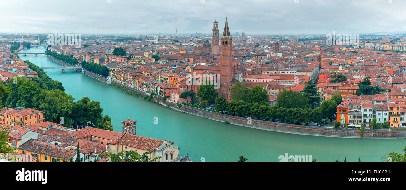 Panorama of Verona skyline at night, Italy Stock Photo - Alamy