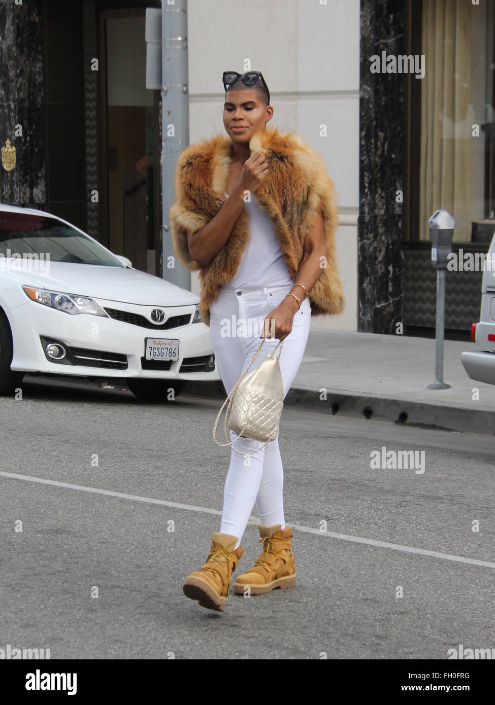 EJ Johnson sports a fur coat, Chanel handbag and a full face of makeup  while out filming 'Rich Kids of Beverly Hills' on Rodeo Drive Featuring: EJ  Johnson Where: Los Angeles, California